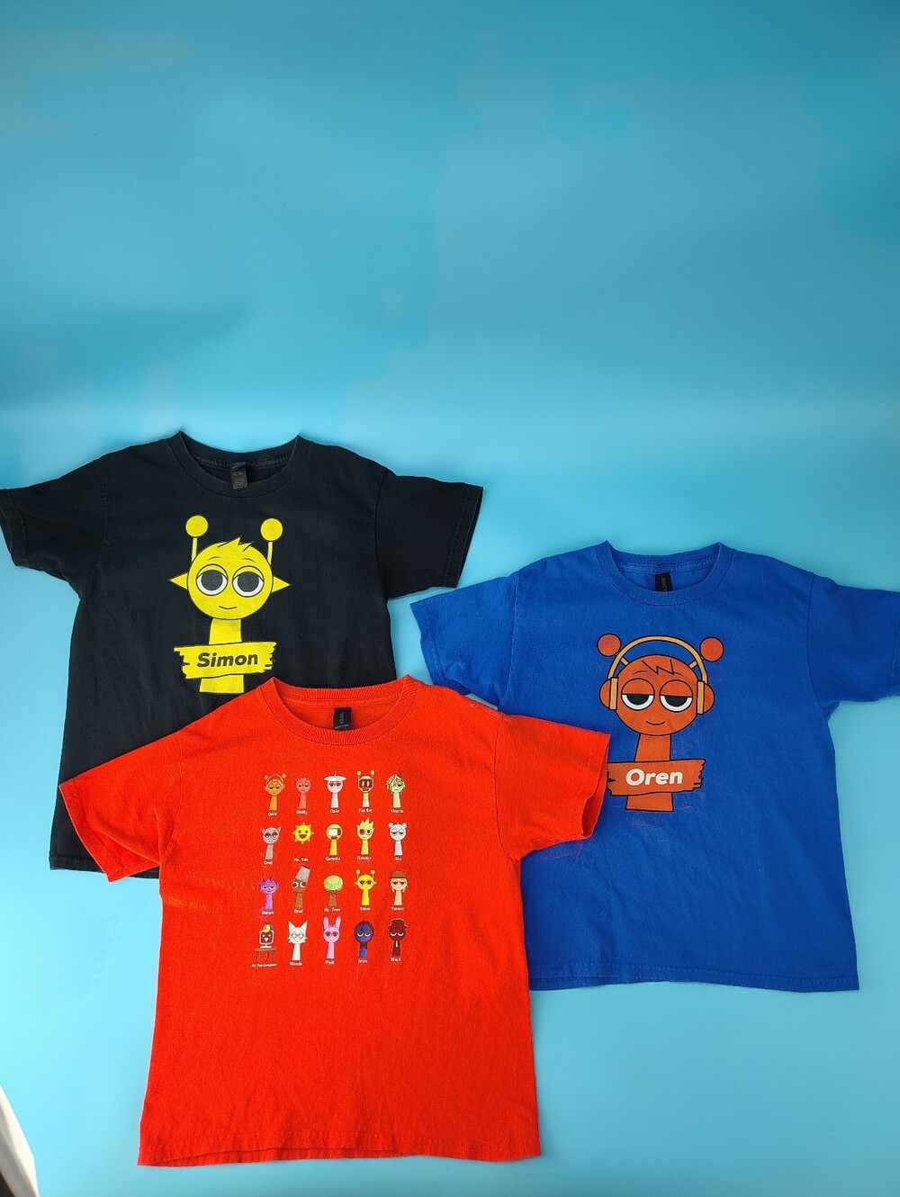 Sprunki Boys Size Youth S Shirt Lot Of 3 Black Blue Orange Simon Oren